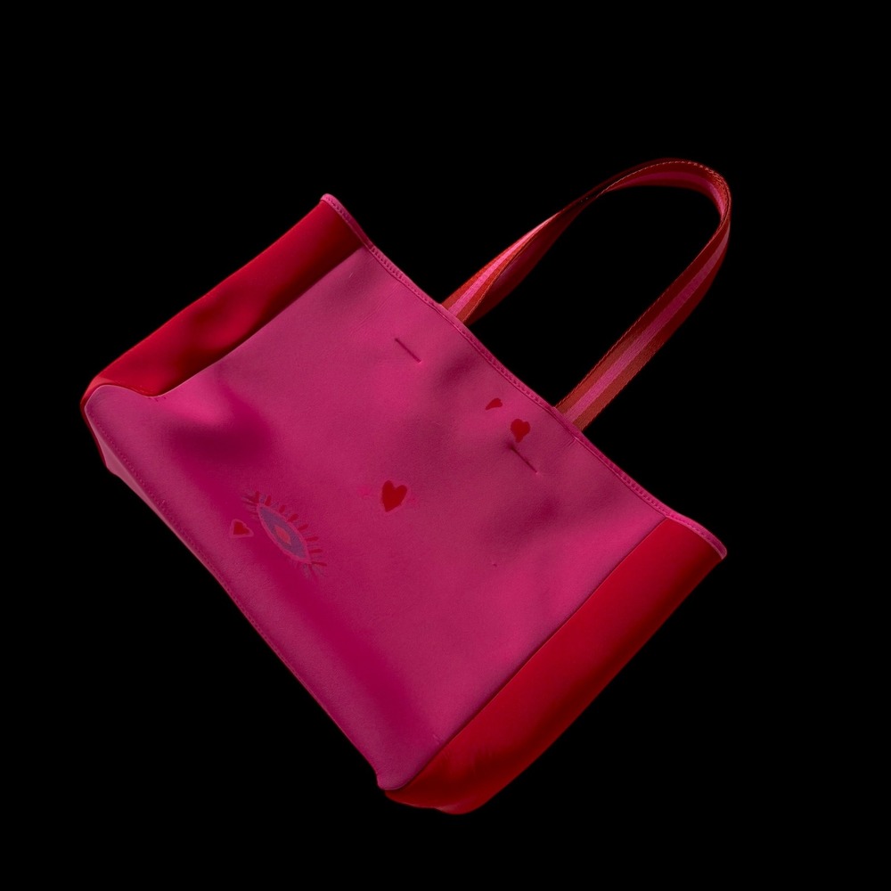 Summersalt Neoprene Tote Bag Pink Red Colorblock‎ Hearts Sun Graphics Beach Bag